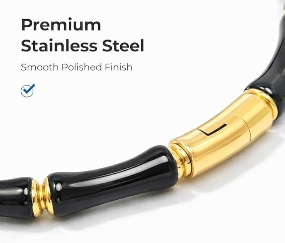 Anti-Tarnish Stainless Steel Black Bamboo Style Bangle Bracelet