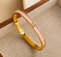 Anti-Tarnish Stainless Steel 18K Gold Pink Shell Bangle Bracelet