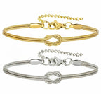 Anti-Tarnish 316L Stainless Steel Viral Two Layer Knot Couple Bracelets (2-Piece Set)